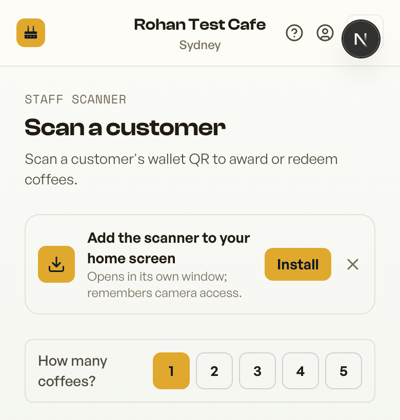 The scanner with the Install the scanner app prompt